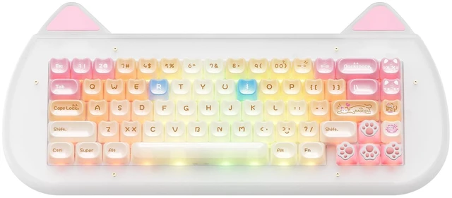 Main image of XVX C67 Wireless Mechanical Keyboard Cute Design, 60% Gaming Creamy Keyboard Custom QMK/VIA, BT5.0/2.4G/USB-C Mode, Hot Swappable Linear Switch RGB Backlits, Gasket Mount for Win/Mac(AcriCat, Pink)
