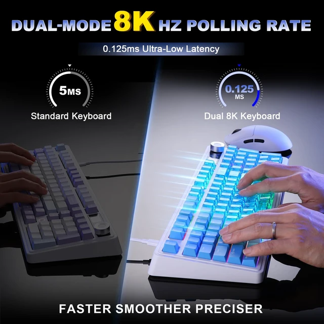 Alt view image 3 of 7 - AJAZZ AK980 Pro Dual 8K Wireless Mechanical Keyboard(Blue,Lychee Switch) | 98% Dual 8K Gaming Keyboard,Tri-Mode Bluetooth Keyboard with Smart Display & Knob, Hot Swappable Creamy Keyboard for Win/Mac