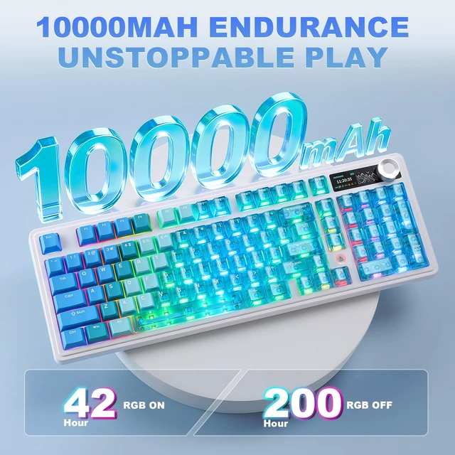 Alt view image 5 of 7 - AJAZZ AK980 Pro Dual 8K Wireless Mechanical Keyboard(Blue,Lychee Switch) | 98% Dual 8K Gaming Keyboard,Tri-Mode Bluetooth Keyboard with Smart Display & Knob, Hot Swappable Creamy Keyboard for Win/Mac