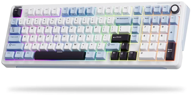 Main image of B98 Wireless Mechanical Keyboard with Knob, Linear Switch, White | Full Size RGB Gaming Keyboard with Number Pad, Creamy Bluetooth/2.4G/Wired Gasket Hot Swappable Keyboards for Win/Mac/PC Game
