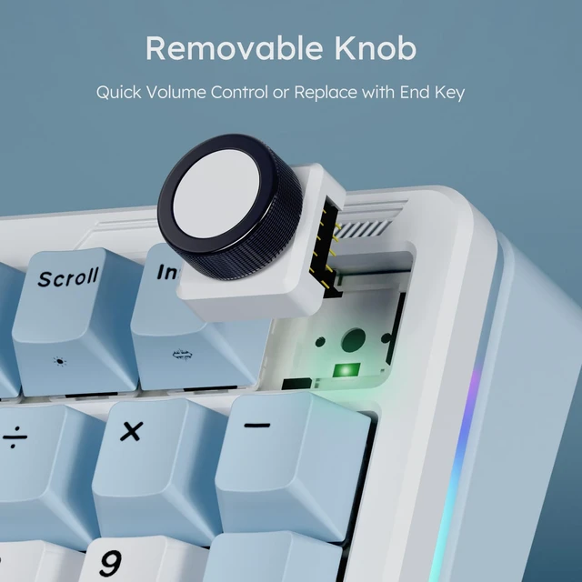 Alt view image 4 of 7 - B98 Wireless Mechanical Keyboard with Knob, Linear Switch, White | Full Size RGB Gaming Keyboard with Number Pad, Creamy Bluetooth/2.4G/Wired Gasket Hot Swappable Keyboards for Win/Mac/PC Game