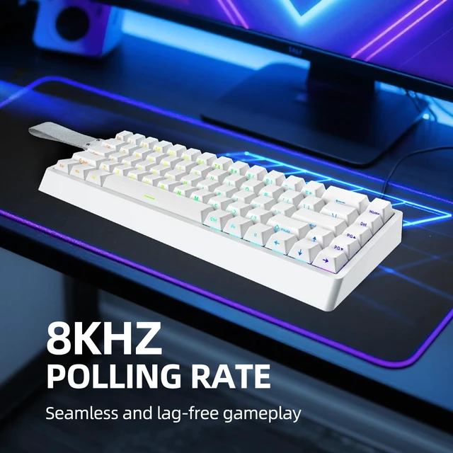 Alt view image 3 of 7 - ND68 68 Keys Wired Magnetic Switch Keyboard, 0.005MM RT Accuracy, 8KHZ Polling Rate/Latency As 0.125MS/256KHZ Single Key Scan Rate/ARGBHot Swappable,Gasket Structure Gaming Keyboard(White)