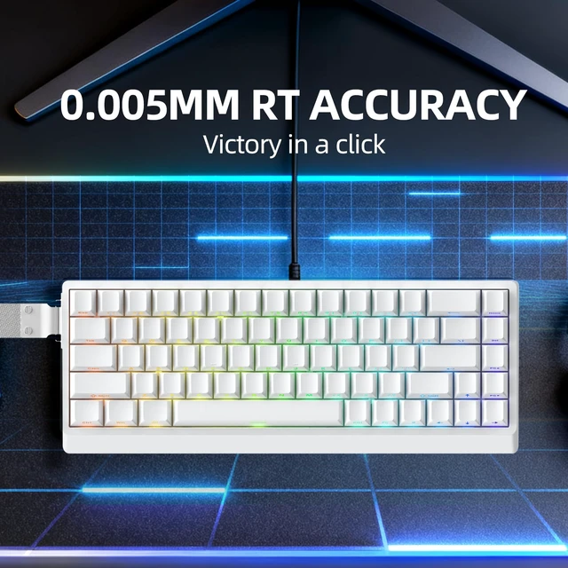 Alt view image 4 of 7 - ND68 68 Keys Wired Magnetic Switch Keyboard, 0.005MM RT Accuracy, 8KHZ Polling Rate/Latency As 0.125MS/256KHZ Single Key Scan Rate/ARGBHot Swappable,Gasket Structure Gaming Keyboard(White)