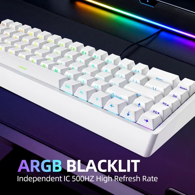 Alt view image 5 of 7 - ND68 68 Keys Wired Magnetic Switch Keyboard, 0.005MM RT Accuracy, 8KHZ Polling Rate/Latency As 0.125MS/256KHZ Single Key Scan Rate/ARGBHot Swappable,Gasket Structure Gaming Keyboard(White)