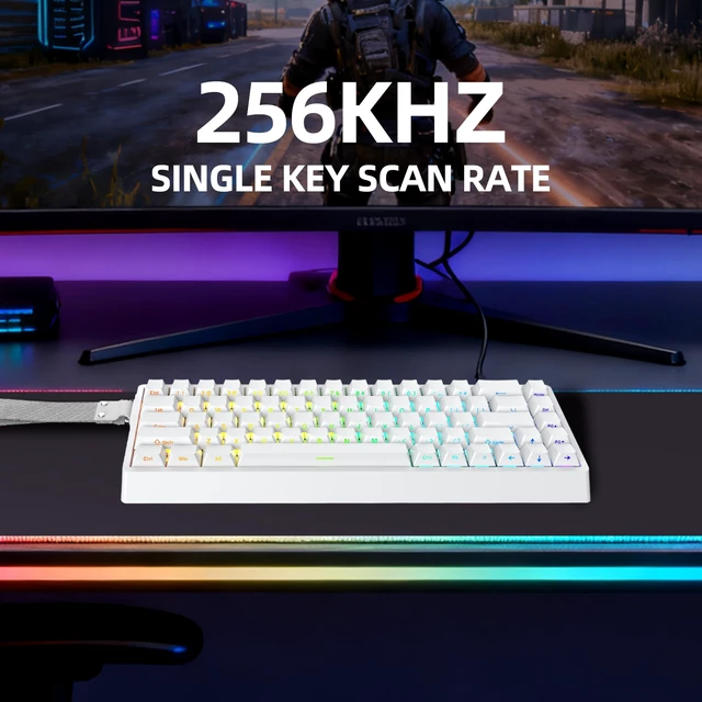 Alt view image 7 of 7 - ND68 68 Keys Wired Magnetic Switch Keyboard, 0.005MM RT Accuracy, 8KHZ Polling Rate/Latency As 0.125MS/256KHZ Single Key Scan Rate/ARGBHot Swappable,Gasket Structure Gaming Keyboard(White)