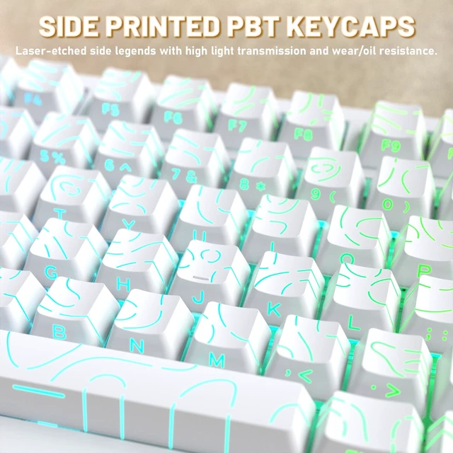 Alt view image 7 of 7 - SHARK X820Ultra RGB Wireless Mechanical Gaming Keyboard with Display | 2.4G/BT/Wired,Side Print PBT Keycap,Hot Swappable,Media Knob,75% TKL,Gasket,QMK Web Driver,Gift Switch-White Contour