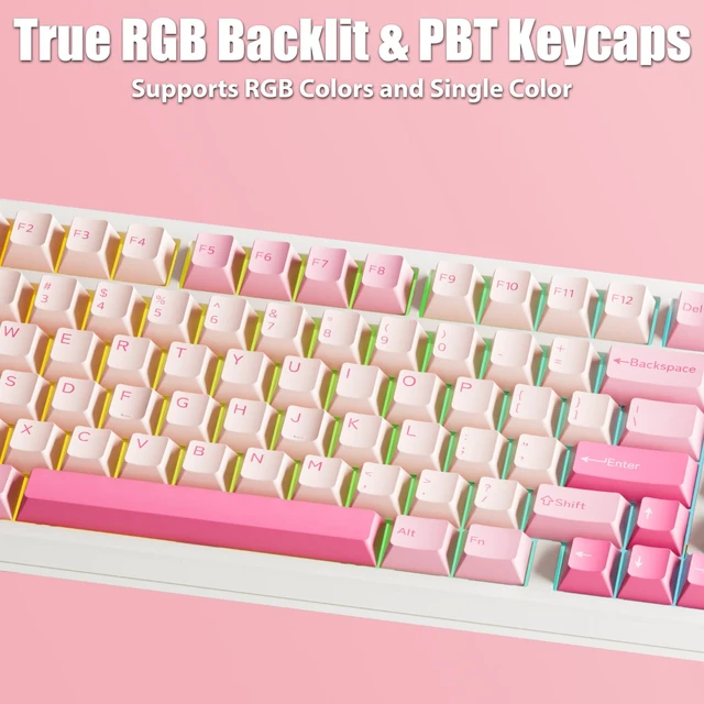 Alt view image 5 of 7 - Gasket Creamy Wireless Mechanical Gaming Keyboard RGB Backlit | Wireless 2.4G/Bluetooth 5.0/Wired USB-C 98-Key Hot Swappable NKRO Rechargeable PBT Keycaps Programmable for Win/Mac, Peach