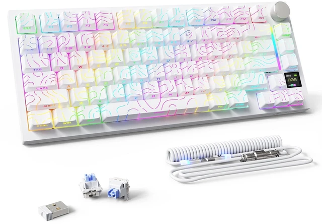 Main image of SHARK X820 Ultra Wireless Mechanical Keyboard with TFT Smart Display&Knob,75% Bluetooth/2.4GHz/USB-C Wired Gaming Keyboard,Gasket-Mounted Linear Switch with Coiled Cable,for Win/Mac-White
