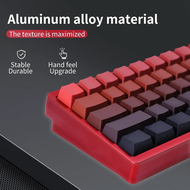 Alt view image 7 of 7 - 67 keys Tri-Mode Full Aluminum CNC Gasket Gaming Keyboard, RGB Backlight Wireless/Wired Custom Mechanical Keyboard for Mac Windows Linux Double-Shot PBT Keycaps Hot-Swappable Linear Switch (red)
