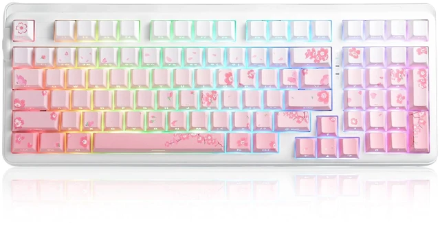 Main image of EK98pro Sakura Pink Wireless Mechanical Keyboard,Tri-Mode BT/2.4GHz/USB-C Creamy Gaming Keyboard with Number Pad,Gasket Structure,Hot Swappable Custom,RGB Backlit for Win/Mac