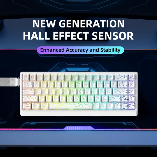 Alt view image 2 of 7 - ND68PRO 68 Keys Wired Magnetic Switch Keyboard, 0.001MM RT Accuracy, 8KHZ Polling Rate/Latency As 0.08MS/256KHZ Single Key Scan Rate/ARGBHot Swappable,Gasket Structure Gaming Keyboard(White)