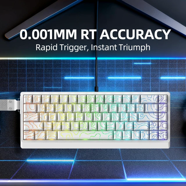 Alt view image 5 of 7 - ND68PRO 68 Keys Wired Magnetic Switch Keyboard, 0.001MM RT Accuracy, 8KHZ Polling Rate/Latency As 0.08MS/256KHZ Single Key Scan Rate/ARGBHot Swappable,Gasket Structure Gaming Keyboard(White)