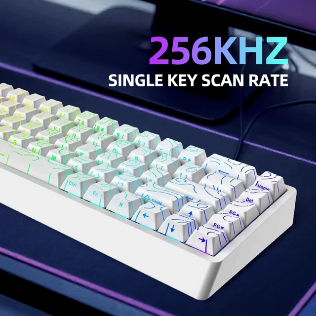 Alt view image 6 of 7 - ND68PRO 68 Keys Wired Magnetic Switch Keyboard, 0.001MM RT Accuracy, 8KHZ Polling Rate/Latency As 0.08MS/256KHZ Single Key Scan Rate/ARGBHot Swappable,Gasket Structure Gaming Keyboard(White)