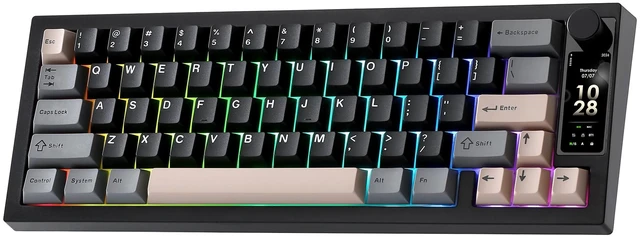 Main image of IF68 Wireless Mechanical Keyboard (Black,Milk V2 Switch) | QMK/VIA Keyboard, 65% Layout with TFT Screen&Knob, RGB Backlit, Hot Swap, BT/Wired/2.4G, Creamy Typing for Gaming/Mac/Win