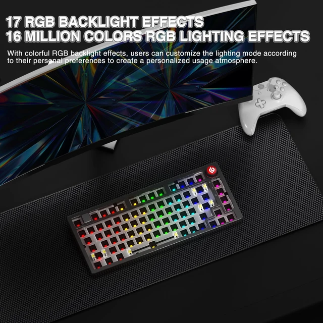 Alt view image 6 of 7 - Hi75C Upgraded Wired Mechanical Keyboard Kit Aluminum Alloy 75% | Gasket Mount 75% Barebones DIY Base with Hot Swap, RGB & Volume Knob Enhanced Custom Gaming Keyboard Build