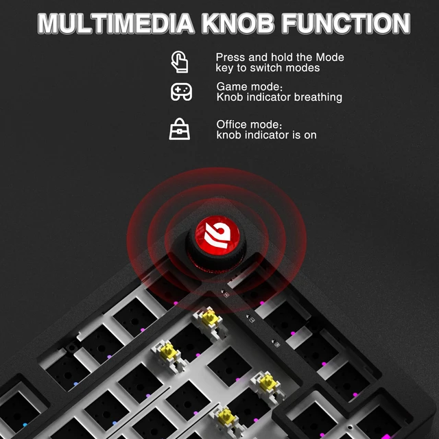 Alt view image 7 of 7 - Hi75C Upgraded Wired Mechanical Keyboard Kit Aluminum Alloy 75% | Gasket Mount 75% Barebones DIY Base with Hot Swap, RGB & Volume Knob Enhanced Custom Gaming Keyboard Build