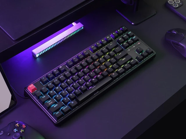 Alt view image 2 of 7 - C3 Pro QMK/VIA Custom Mechanical Keyboard, 8000 Polling Rate Hot Swappable Programmable 87 Keys Compact TKL Layout Gasket Mount, RGB Backlight Wired Gaming Keyboard with Super Red Switches