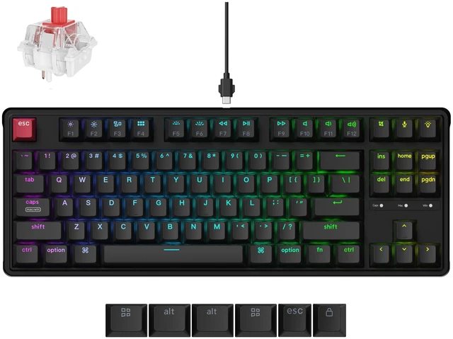 Main image of C3 Pro QMK/VIA Custom Mechanical Keyboard, 8000 Polling Rate Hot Swappable Programmable 87 Keys Compact TKL Layout Gasket Mount, RGB Backlight Wired Gaming Keyboard with Super Red Switches