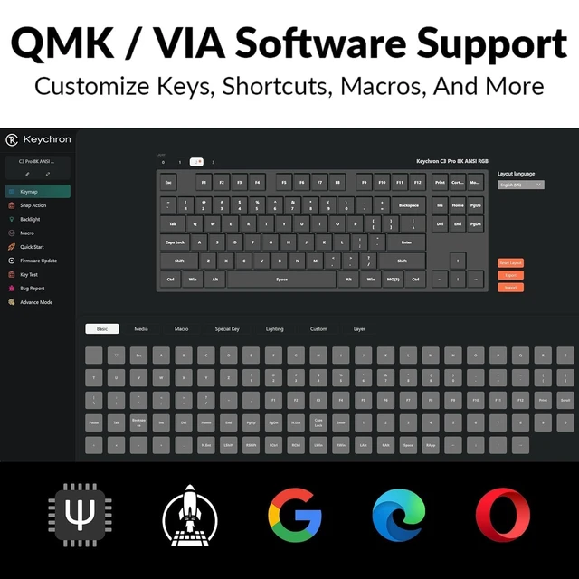 Alt view image 5 of 7 - C3 Pro QMK/VIA Custom Mechanical Keyboard, 8000 Polling Rate Hot Swappable Programmable 87 Keys Compact TKL Layout Gasket Mount, RGB Backlight Wired Gaming Keyboard with Super Red Switches