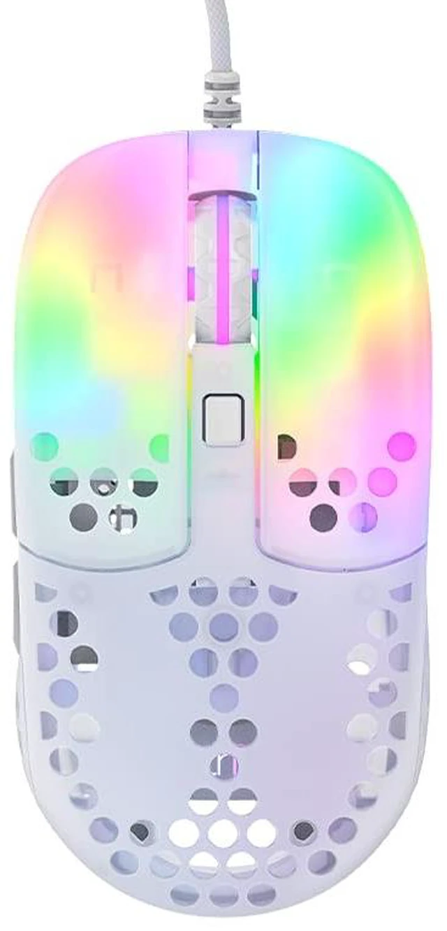 Main image of MZ1, Ultra-Light Wired Gaming Mouse, Cutting-Edge Pixart 3389 Sensor, Unique Shape for Optimum Aim, Adjustable RGB Lighting, White Rail Edition