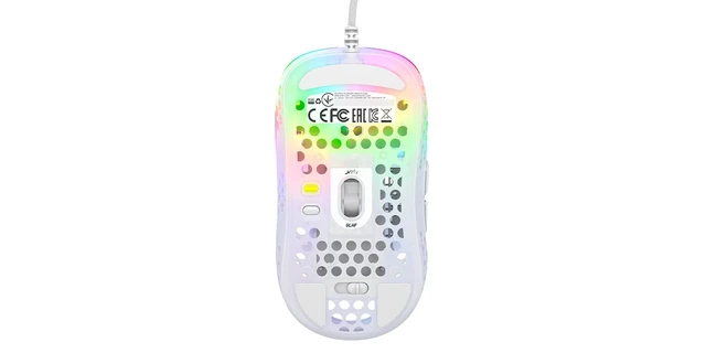 Alt view image 4 of 6 - MZ1, Ultra-Light Wired Gaming Mouse, Cutting-Edge Pixart 3389 Sensor, Unique Shape for Optimum Aim, Adjustable RGB Lighting, White Rail Edition