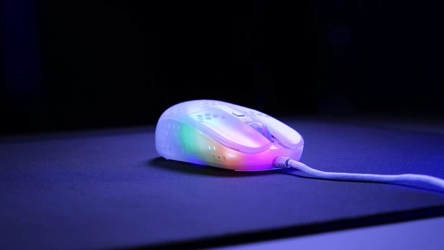 Alt view image 5 of 6 - MZ1, Ultra-Light Wired Gaming Mouse, Cutting-Edge Pixart 3389 Sensor, Unique Shape for Optimum Aim, Adjustable RGB Lighting, White Rail Edition