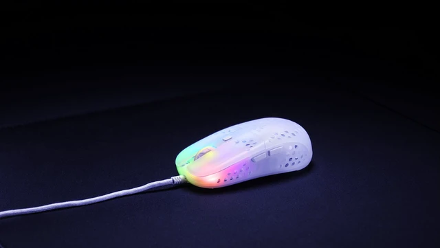 Alt view image 6 of 6 - MZ1, Ultra-Light Wired Gaming Mouse, Cutting-Edge Pixart 3389 Sensor, Unique Shape for Optimum Aim, Adjustable RGB Lighting, White Rail Edition