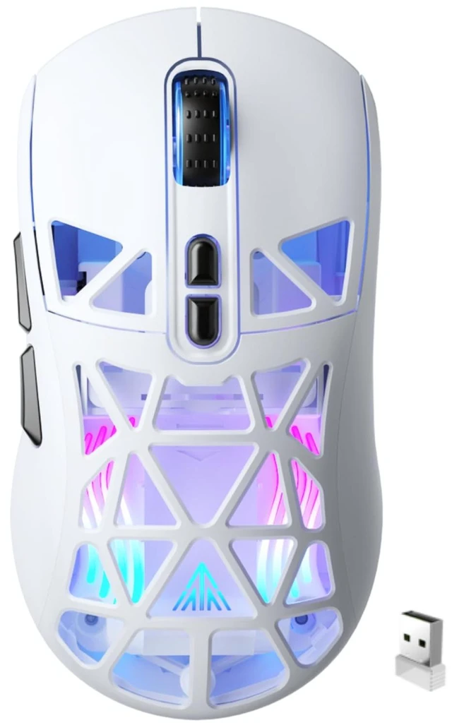 Main image of SM802 White Wireless Gaming Mouse,10000 DPI,Tri-Mode Wired/BT 5.0/2.4GHz Wireless Mouse Gaming with Side Button,RGB Programmable Macro Mouse for Laptop