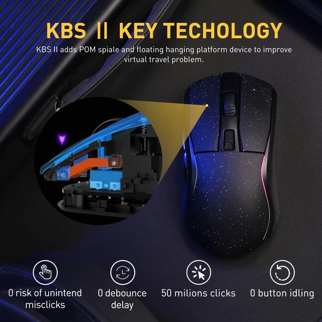 Alt view image 5 of 7 - A950 Wireless Gaming Mouse with RGB Charging Dock,88g Lightweight | BT/2.4G Hz/Type-C,12000 DPI,1000Hz,6 Programmable Buttons,120Hrs Playtime,RGB Backlit,for PC/Mac