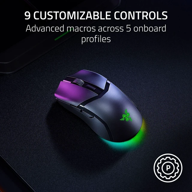 Alt view image 3 of 7 - Cobra HyperSpeed Wireless Gaming Mouse, 62g Lightweight, Black | Chroma RGB Lighting, Scroll Wheel, 26K Sensor, Gen-4 Switches (All Optical), 2.4GHz, Bluetooth & USB C