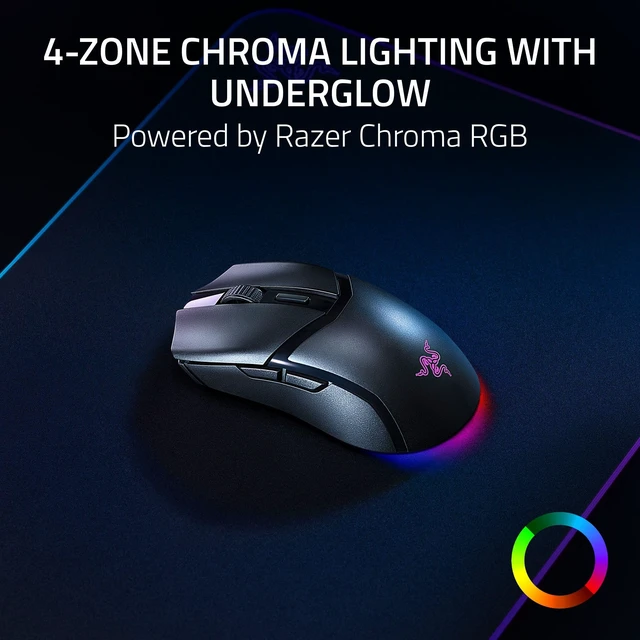 Alt view image 4 of 7 - Cobra HyperSpeed Wireless Gaming Mouse, 62g Lightweight, Black | Chroma RGB Lighting, Scroll Wheel, 26K Sensor, Gen-4 Switches (All Optical), 2.4GHz, Bluetooth & USB C
