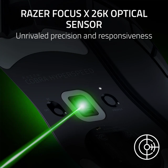 Alt view image 5 of 7 - Cobra HyperSpeed Wireless Gaming Mouse, 62g Lightweight, Black | Chroma RGB Lighting, Scroll Wheel, 26K Sensor, Gen-4 Switches (All Optical), 2.4GHz, Bluetooth & USB C