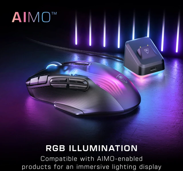 Alt view image 5 of 7 - Kone XP Air Wireless RGB Gaming Mouse for PC | 19K DPI Sensor, Rechargeable 100-Hr Battery, Charging Dock, 29 Programmable Inputs, Ergonomic, Bluetooth, 4D Wheel, Black