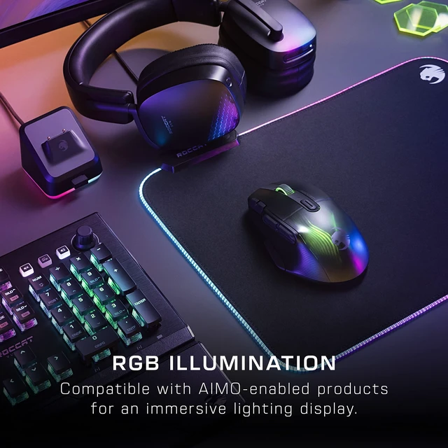 Alt view image 7 of 7 - Kone XP Air Wireless RGB Gaming Mouse for PC | 19K DPI Sensor, Rechargeable 100-Hr Battery, Charging Dock, 29 Programmable Inputs, Ergonomic, Bluetooth, 4D Wheel, Black