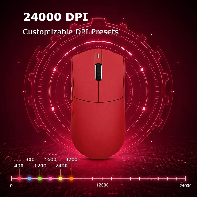 Alt view image 7 of 7 - AJ139P V3 MC Wireless Gaming Mouse with RGB Magnetic Charging Dock, Tri-Mode 2.4G/Bluetooth/Wired, 69g, Up to 24000 DPI, 800mAh Battery, 6 Programmable Buttons, On-Board Memory, 80M Clicks, Red