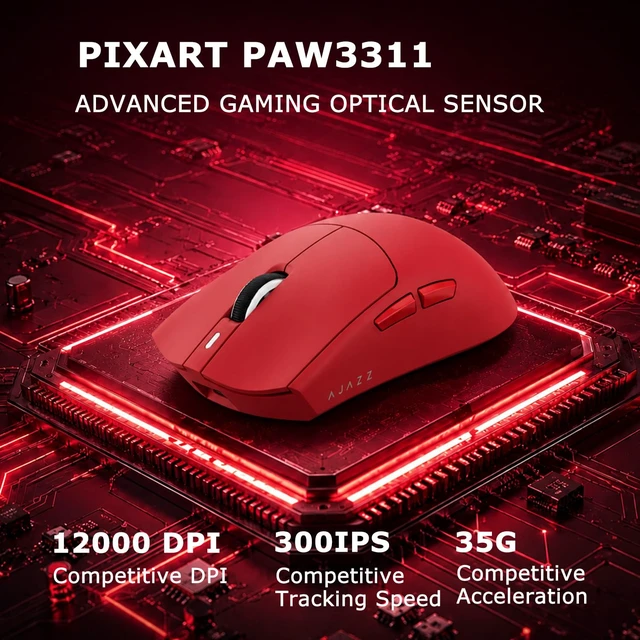 Alt view image 6 of 7 - AJ139P V3 MC Wireless Gaming Mouse with RGB Magnetic Charging Dock, Tri-Mode 2.4G/Bluetooth/Wired, 69g, Up to 24000 DPI, 800mAh Battery, 6 Programmable Buttons, On-Board Memory, 80M Clicks, Red