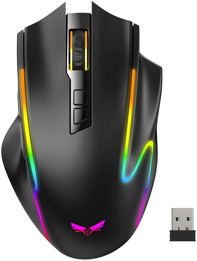 Main image of Wireless Gaming Mouse,2.4GHz/USB-C, 1000Hz,7 Custom Buttons 13 RGB | 12800 DPI, 700mAh Rechargeable Battery, 13 RGB Modes, Macro Support, Ergonomic Design