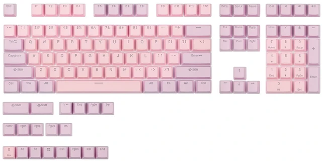 Main image of PBT Keycaps Backlit Cherry MX Keyset Doubleshot OEM Profile | Pink Purple Translucent Key Caps for US Layout 61 68 75 84 87 96 98 100 104 108 MX Switches Mechanical Keyboards