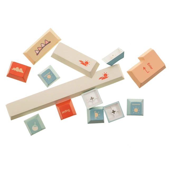 Alt view image 7 of 7 - 145 Keys Summer Love Theme Keycaps Set, Cherry Profile | PBT Dye-Sub Double-Shot Keycap Set Suitable for LK67 TK75 /87/98/104/108 ANSI Layout Mechanical Gaming Keyboard (Orange)