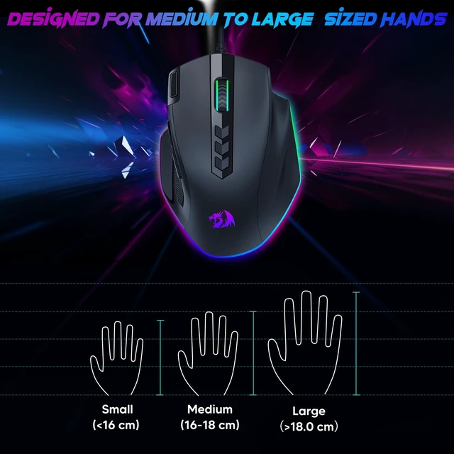 Alt view image 7 of 7 - Wired Gaming Mouse, RGB Backlit Ergonomic Gamer Mouse Up to 8000 DPI, 11 Programmable Buttons & 7 Backlit Modes, Extra Sniper Button, Mouse Gamer for Windows PC Gamers, M614