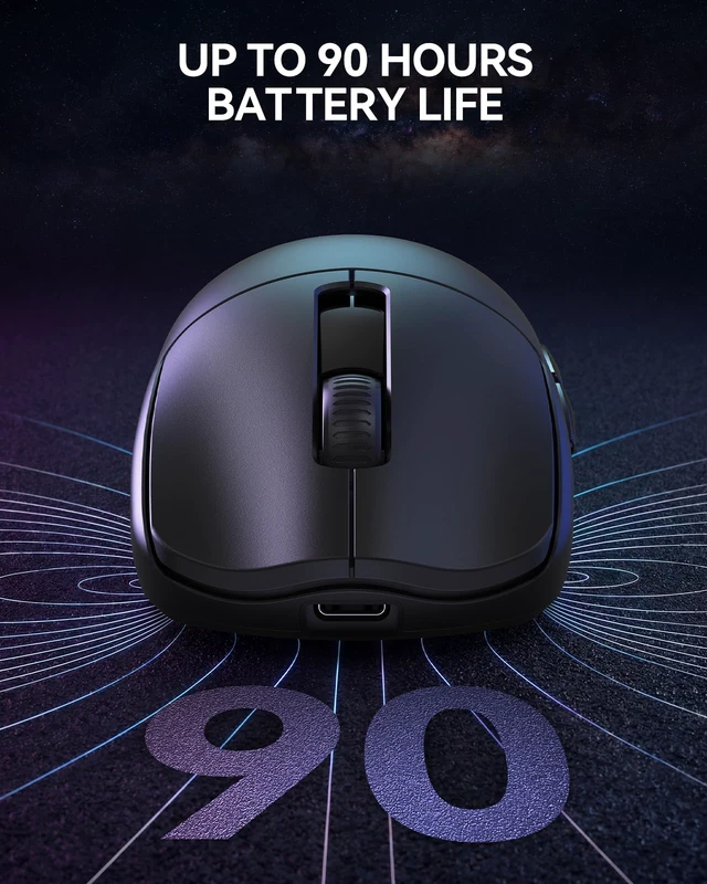Alt view image 4 of 6 - Wireless Gaming Mouse, 53g Lightweight, 1000Hz Polling Rate, Black | 24,000 DPI, Tri-Mode Connectivity, USB-C Rechargeable, Up to 90H Battery Life, PTFE Feet, Ergonomic Design