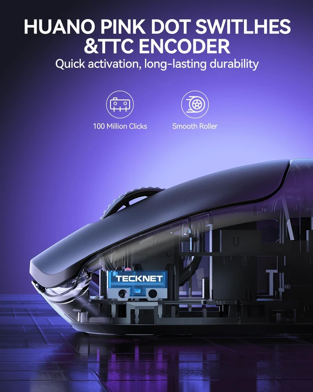 Alt view image 2 of 6 - Wireless Gaming Mouse, 53g Lightweight, 1000Hz Polling Rate, Black | 24,000 DPI, Tri-Mode Connectivity, USB-C Rechargeable, Up to 90H Battery Life, PTFE Feet, Ergonomic Design