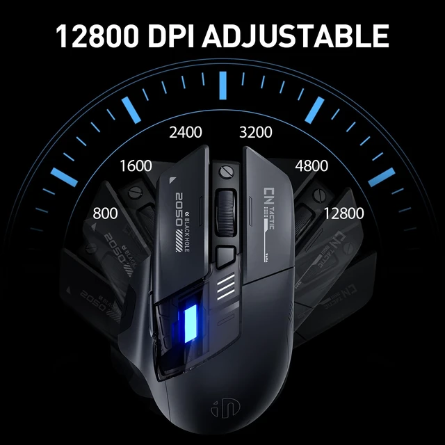 Alt view image 6 of 6 - A9 V2 Explorer Wireless Gaming Mouse, Tri-Mode, Rechargeable | 2.4G/Type-C Wired/Bluetooth Wireless Mouse, 12800 DPI, RGB light, visible battery indicator, for Laptop/PC/Computer