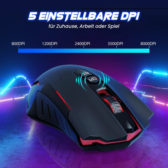 Alt view image 4 of 7 - PC400 Wireless Gaming Mouse with 8000 DPI, 2.4G & Bluetooth Dual Mode Connection - Ergonomic Design, 7 Programmable Buttons, RGB backlighting, Precision Sensor for PC and Gaming