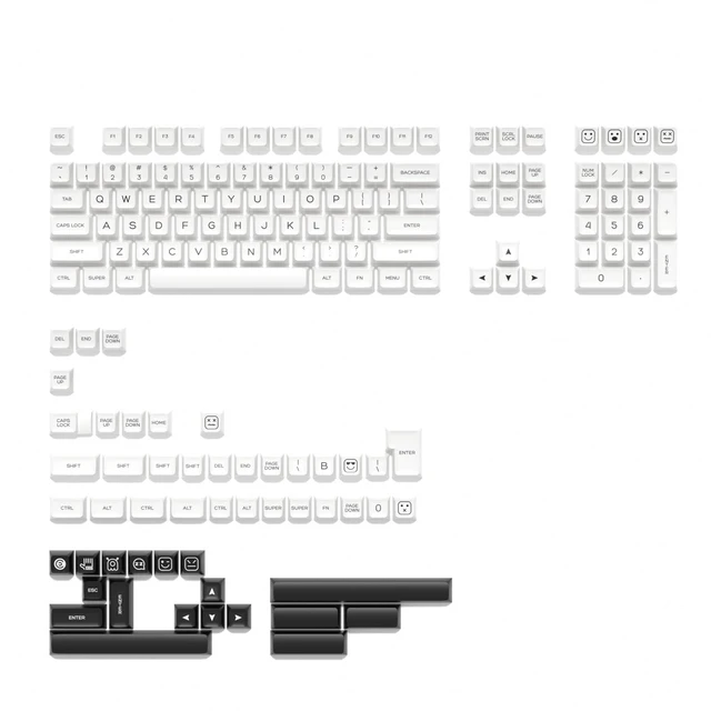 Alt view image 2 of 7 - Bow Similar to SA Profile PBT Double Shot Keycap Set,160 Keys Black and White Custom Key Caps Keycaps 60 Percent for 61/64/68/84/87/100/104/108 Mechanical Keyboard