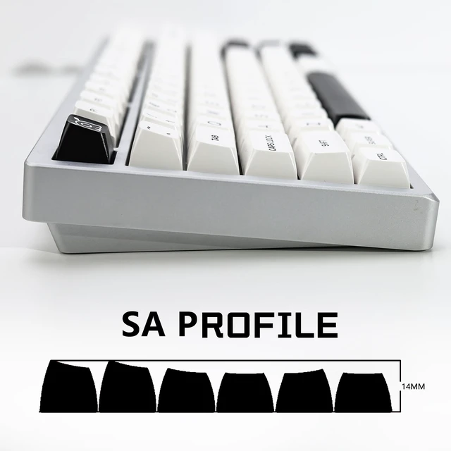 Alt view image 3 of 7 - Bow Similar to SA Profile PBT Double Shot Keycap Set,160 Keys Black and White Custom Key Caps Keycaps 60 Percent for 61/64/68/84/87/100/104/108 Mechanical Keyboard