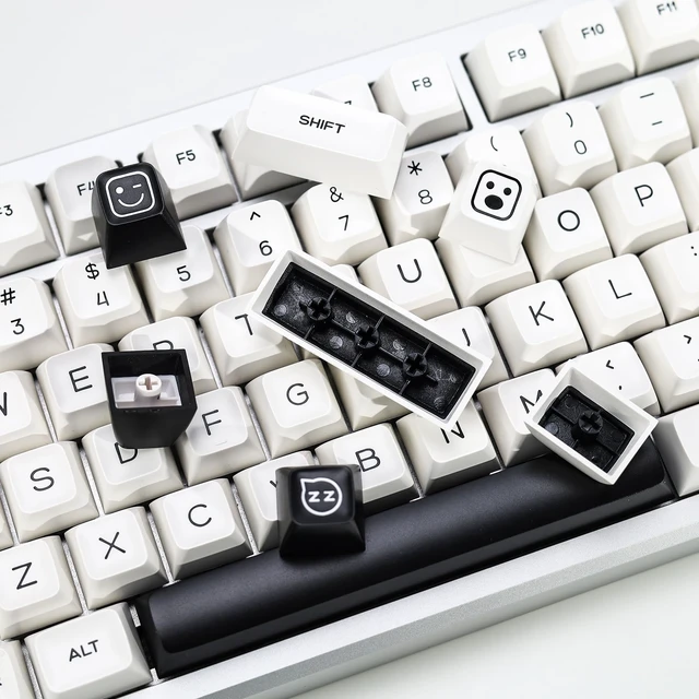 Alt view image 4 of 7 - Bow Similar to SA Profile PBT Double Shot Keycap Set,160 Keys Black and White Custom Key Caps Keycaps 60 Percent for 61/64/68/84/87/100/104/108 Mechanical Keyboard