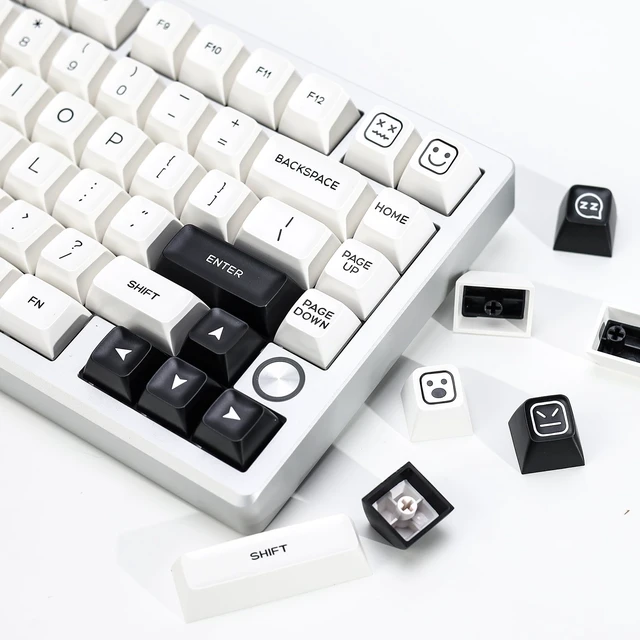 Alt view image 5 of 7 - Bow Similar to SA Profile PBT Double Shot Keycap Set,160 Keys Black and White Custom Key Caps Keycaps 60 Percent for 61/64/68/84/87/100/104/108 Mechanical Keyboard