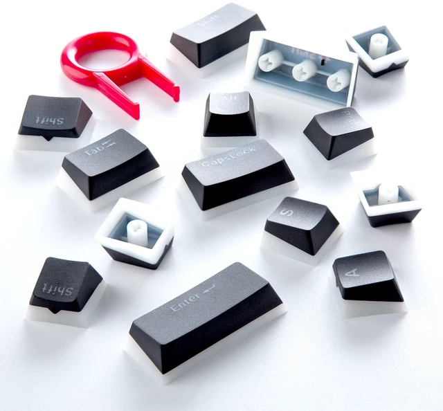 Main image of PBT Doubleshot Keycaps for Gaming Keyboard with Cherry MX Switches, OEM Profile 112 Keys with 6.25U Space Bar, Bevel Cut Keycaps for Backlit Mechanical Keyboard with ANSI Layout, Black/White