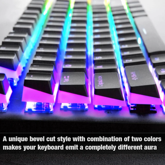 Alt view image 3 of 6 - PBT Doubleshot Keycaps for Gaming Keyboard with Cherry MX Switches, OEM Profile 112 Keys with 6.25U Space Bar, Bevel Cut Keycaps for Backlit Mechanical Keyboard with ANSI Layout, Black/White